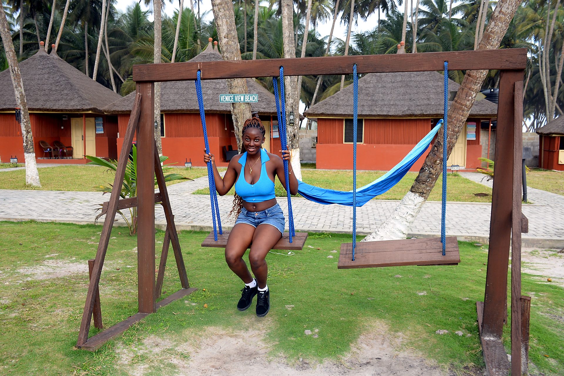 Games, swings and hammocks on the grounds of Venice View Beach Resort